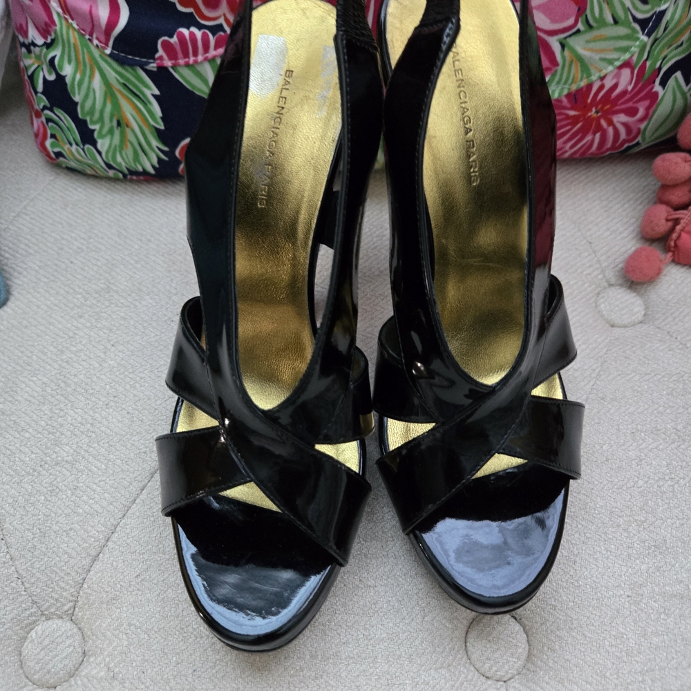 Balenciaga Black and Gold Women's Shoes